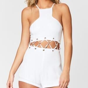 NWT LF | Millau white cutout high neckline romper